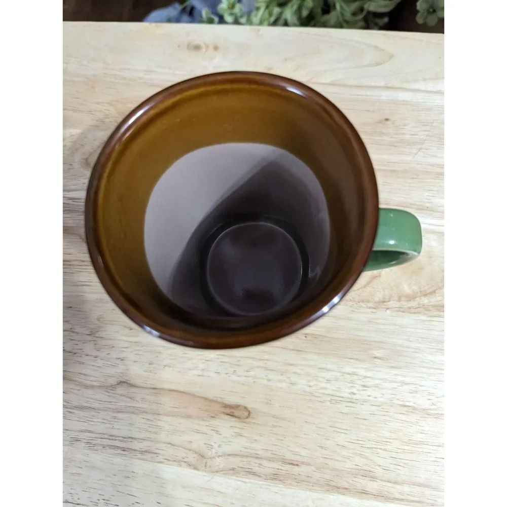 Royal Norfolk stoneware coffee tea mug green brown square bottom 5 in Replacemen